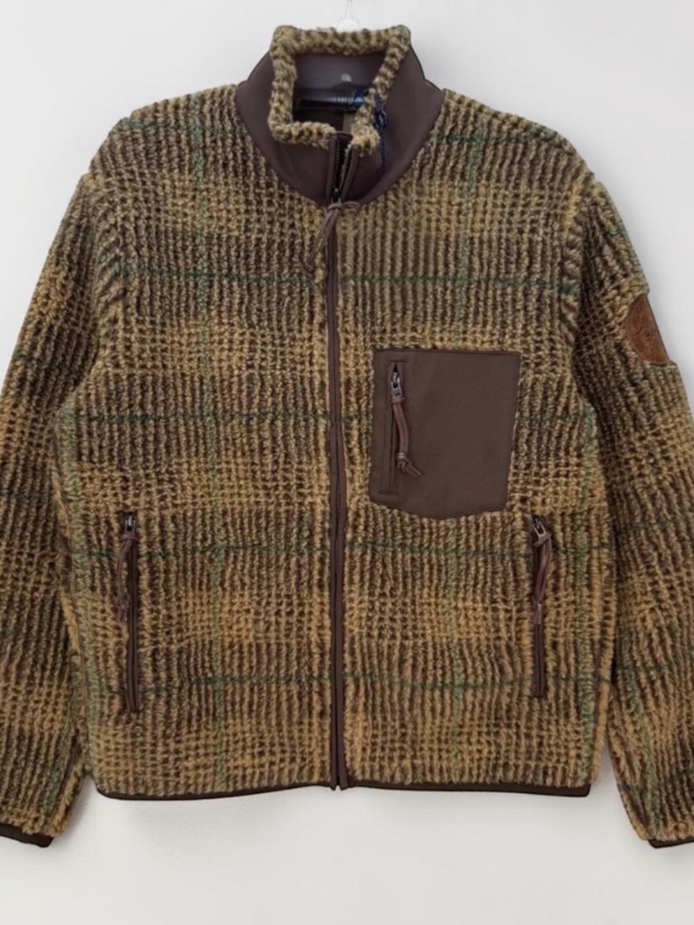 NWT! POLO RALPH LAUREN MEN'S MEDIUM BROWN GLEN PLAID PILE FLEECE JACKET